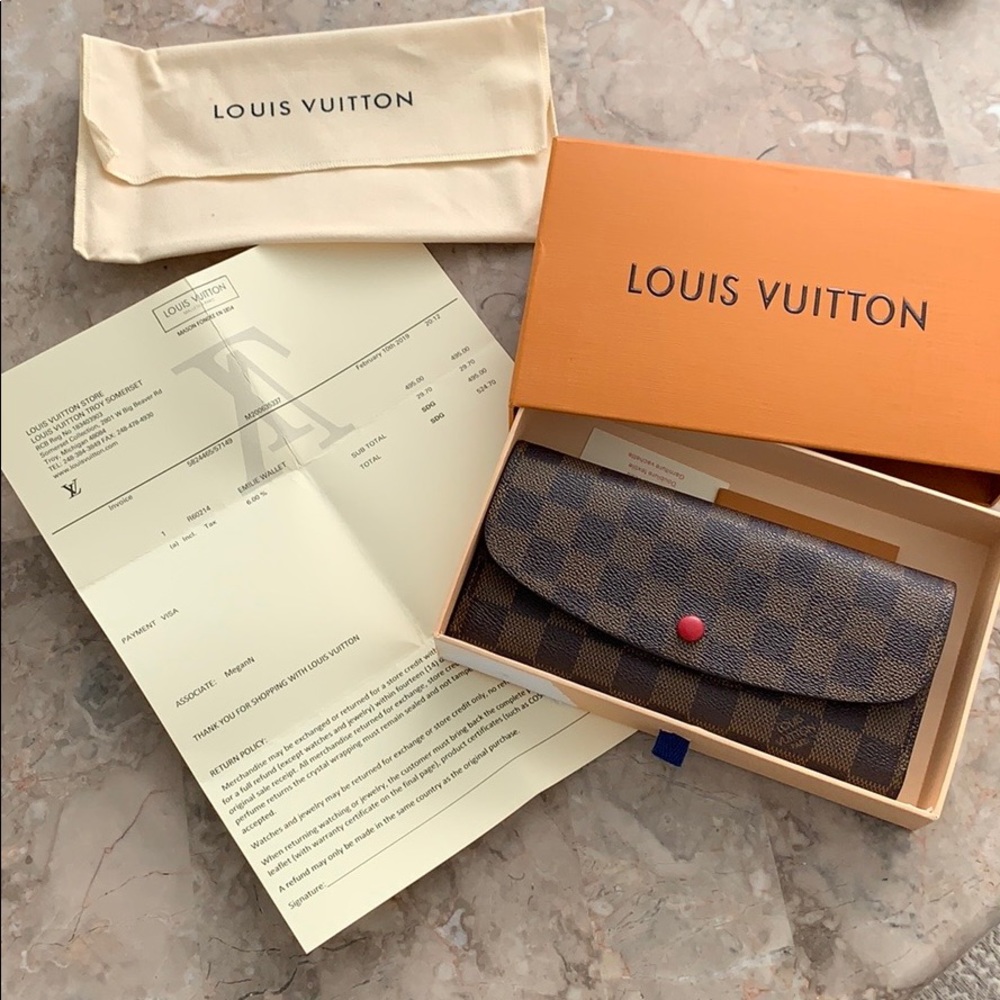 Louis Vuitton Wallet with Red Accents